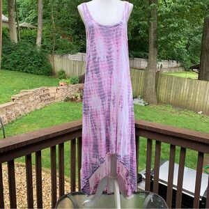 Hard Tail Purple Asymmetrical High-Low Sundress dress tie dyed l large maxi